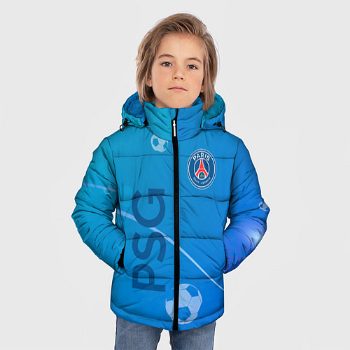 Зимняя куртка для мальчика Psg абстракция спорт / 3D-Светло-серый – фото 3