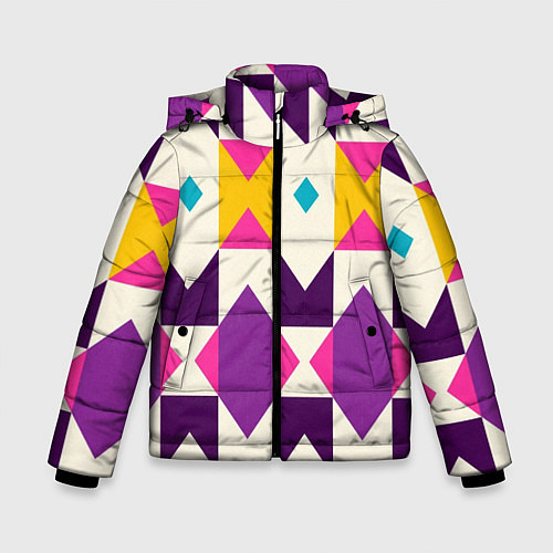 Зимняя куртка для мальчика Геометрический цветной орнамент / 3D-Красный – фото 1
