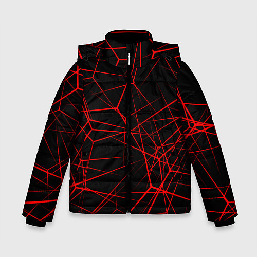 Зимняя куртка для мальчика Красные линии на черном фоне / 3D-Красный – фото 1