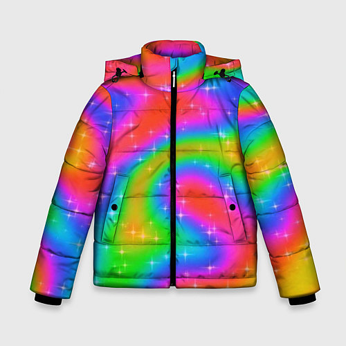 Зимняя куртка для мальчика Световые блики на радужном фоне / 3D-Красный – фото 1