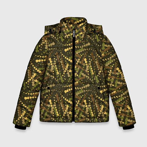 Зимняя куртка для мальчика Милитари горошек разноцветный / 3D-Светло-серый – фото 1