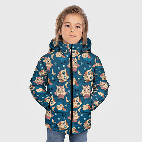 Зимняя куртка для мальчика Совушки в ночи / 3D-Светло-серый – фото 3