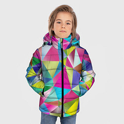 Куртка зимняя для мальчика Радужные трехмерные треугольники, цвет: 3D-светло-серый — фото 2