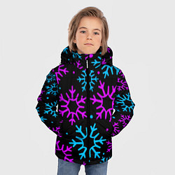 Куртка зимняя для мальчика Неоновые снежинки, цвет: 3D-красный — фото 2