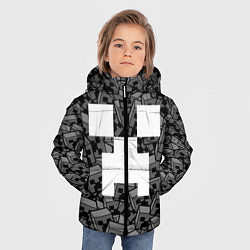 Куртка зимняя для мальчика Головы криперов - Майнкрафт - ЧБ, цвет: 3D-светло-серый — фото 2