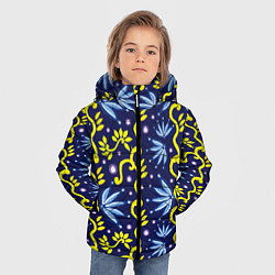 Куртка зимняя для мальчика Узор цветущий клематис, цвет: 3D-светло-серый — фото 2