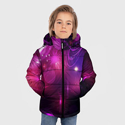 Куртка зимняя для мальчика Фиолетовые неоновые блики, цвет: 3D-светло-серый — фото 2
