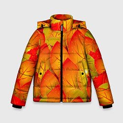 Куртка зимняя для мальчика Осенние желтые листья, цвет: 3D-красный