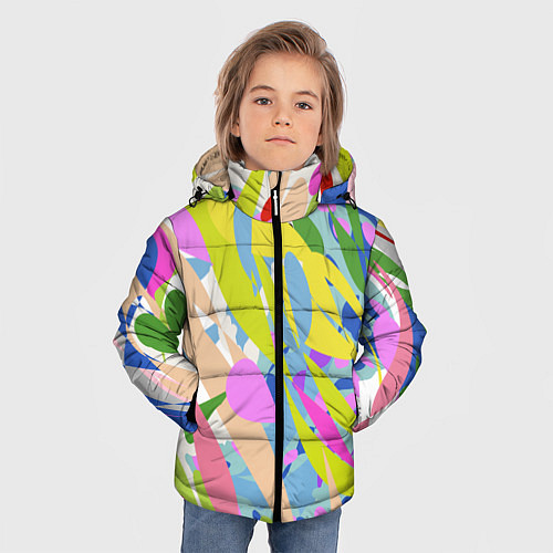 Зимняя куртка для мальчика Краски лета абстракция / 3D-Светло-серый – фото 3