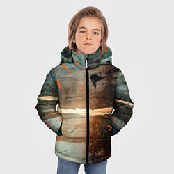 Куртка зимняя для мальчика Светло-синий абстрактный фон и брызки красок, цвет: 3D-черный — фото 2