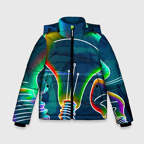 Зимняя куртка для мальчика Неоновые лампы - коллаж / 3D-Светло-серый – фото 1