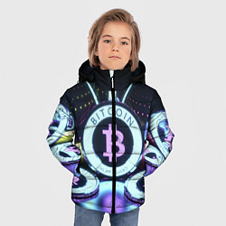 Куртка зимняя для мальчика Неоновый светящийся биткоин, цвет: 3D-красный — фото 2