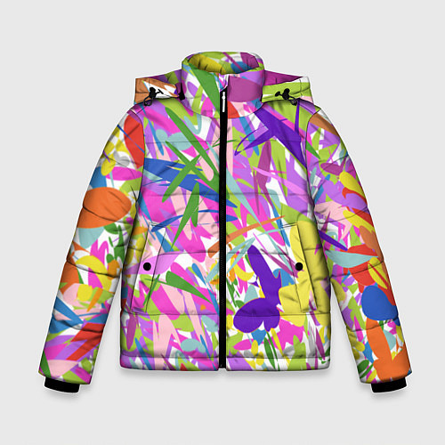 Зимняя куртка для мальчика Сочные краски лета и бабочки / 3D-Красный – фото 1