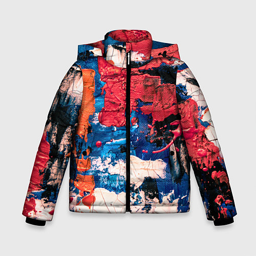 Зимняя куртка для мальчика Текстура из красок / 3D-Светло-серый – фото 1