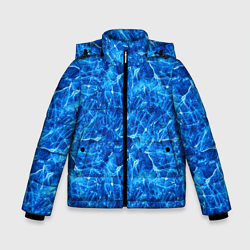 Зимняя куртка для мальчика Синий лёд - текстура / 3D-Красный – фото 1