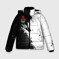 Куртка зимняя для мальчика Mitsubishi - черно-белая абстракция, цвет: 3D-черный