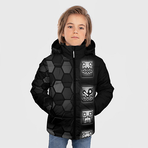 Зимняя куртка для мальчика Geometry Dash game / 3D-Светло-серый – фото 3