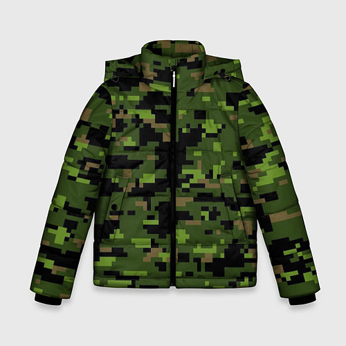 Зимняя куртка для мальчика Камуфляж лесной пиксель / 3D-Светло-серый – фото 1