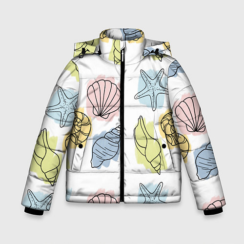 Зимняя куртка для мальчика Морские обитатели / 3D-Светло-серый – фото 1