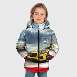 Куртка зимняя для мальчика Mercedes AMG V8 Biturbo на трассе, цвет: 3D-светло-серый — фото 2