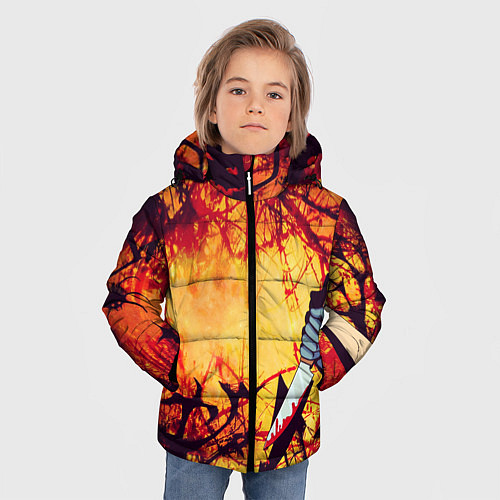 Зимняя куртка для мальчика В ночь на Хэллоуин / 3D-Светло-серый – фото 3