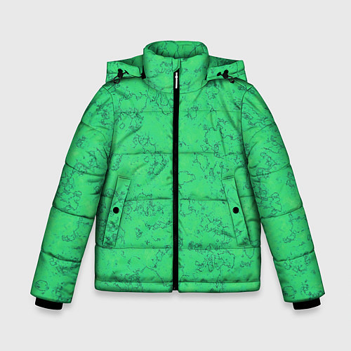 Зимняя куртка для мальчика Мраморный зеленый яркий узор / 3D-Светло-серый – фото 1