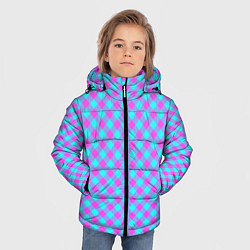 Куртка зимняя для мальчика Фиолетовые и голубые квадратики, цвет: 3D-светло-серый — фото 2