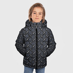 Куртка зимняя для мальчика Стальное противоскользящее покрытие - текстура, цвет: 3D-черный — фото 2