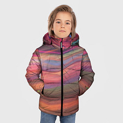 Куртка зимняя для мальчика Розово-оранжевый абстрактный песок, цвет: 3D-красный — фото 2