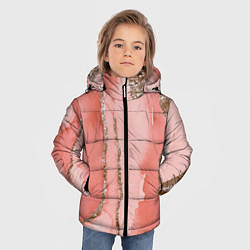 Куртка зимняя для мальчика Розовое золото акварель, цвет: 3D-черный — фото 2