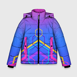 Куртка зимняя для мальчика Многоцветный градиент с геометрическими фигурами, цвет: 3D-красный