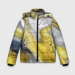 Куртка зимняя для мальчика Благородный серо-золотой мрамор, цвет: 3D-черный
