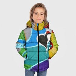Куртка зимняя для мальчика Граффити сердце, цвет: 3D-светло-серый — фото 2