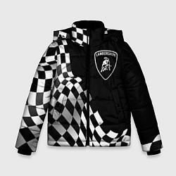Куртка зимняя для мальчика Lamborghini racing flag, цвет: 3D-черный