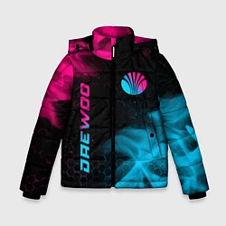 Куртка зимняя для мальчика Daewoo - neon gradient: надпись, символ, цвет: 3D-черный
