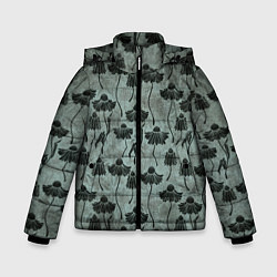 Куртка зимняя для мальчика Мрачные завядшие цветы, цвет: 3D-черный
