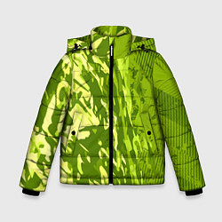 Куртка зимняя для мальчика Зеленый абстрактный камуфляж, цвет: 3D-черный