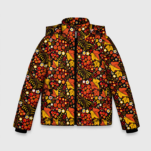 Зимняя куртка для мальчика Осенняя хохлома / 3D-Красный – фото 1