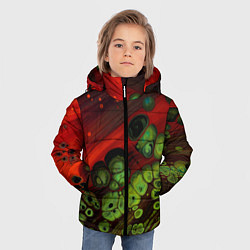 Куртка зимняя для мальчика Абстрактные красный песок и зелёные камни, цвет: 3D-светло-серый — фото 2