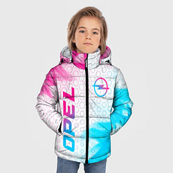 Куртка зимняя для мальчика Opel neon gradient style: надпись, символ, цвет: 3D-черный — фото 2
