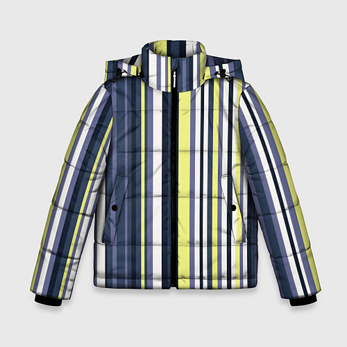 Зимняя куртка для мальчика Абстрактные разноцветные линии / 3D-Светло-серый – фото 1