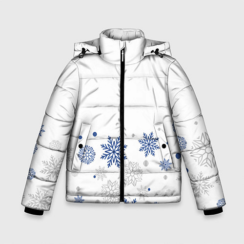 Зимняя куртка для мальчика Новогодние Снежинки - Белый / 3D-Светло-серый – фото 1