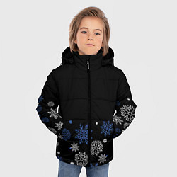 Куртка зимняя для мальчика Снежинки - Новогодние, цвет: 3D-черный — фото 2