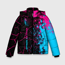 Куртка зимняя для мальчика Attack on Titan - neon gradient: по-вертикали, цвет: 3D-черный