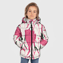 Куртка зимняя для мальчика Цветы красные и белые, цвет: 3D-черный — фото 2