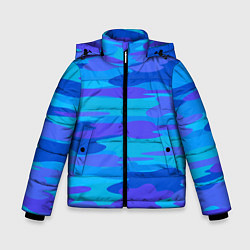 Куртка зимняя для мальчика Абстракция милитари сине-голубой, цвет: 3D-светло-серый