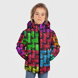 Куртка зимняя для мальчика Грубая вязка - цветная клетка - fashion 2044, цвет: 3D-черный — фото 2