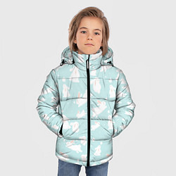 Куртка зимняя для мальчика Паттерн из белых зайчиков, цвет: 3D-черный — фото 2