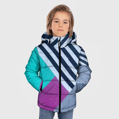 Зимняя куртка для мальчика Разнообразные абстрактные паттерны / 3D-Светло-серый – фото 3