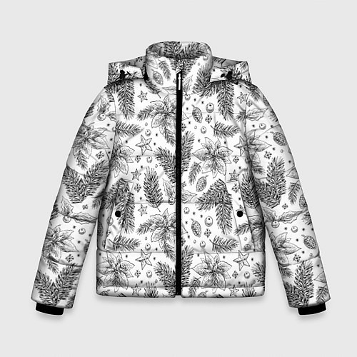 Зимняя куртка для мальчика Новогодние шишки / 3D-Светло-серый – фото 1